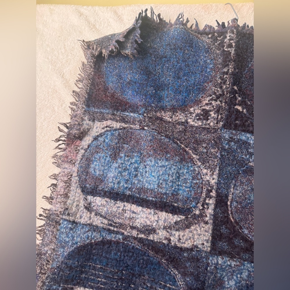 Aritzia Wilfred Blanket Wool Scarf Shawl Mosaic Shawl Wrap Boho Cozy Warm - Picture 9 of 16